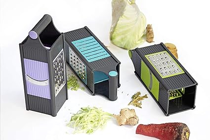 Plastic & Stainless Steel 4 in 1 Multipurpose Vegetable & Fruit Grater Slicer Chipser (Assorted Colour).