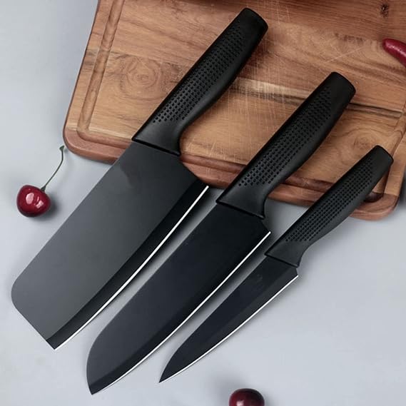 Leeonz Stainless Steel Kitchen Knife Set, Meat Knife,Professional Chef’s Knife Set, Sharp Blade with Ergonomic Handle for Home Kitchen and Restaurant (A - Kitchen 3PCS Knife Set)