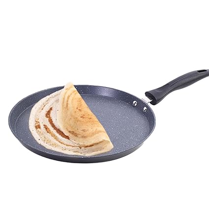 Wonderchef Duralite Die-cast 28 cm Dosa Tawa | 5 Layer Healthy Duramax Non-Stick Coating | Soft Touch Handle | Pure Grade Aluminium | PFOA Free | 2 Year Warranty Grey